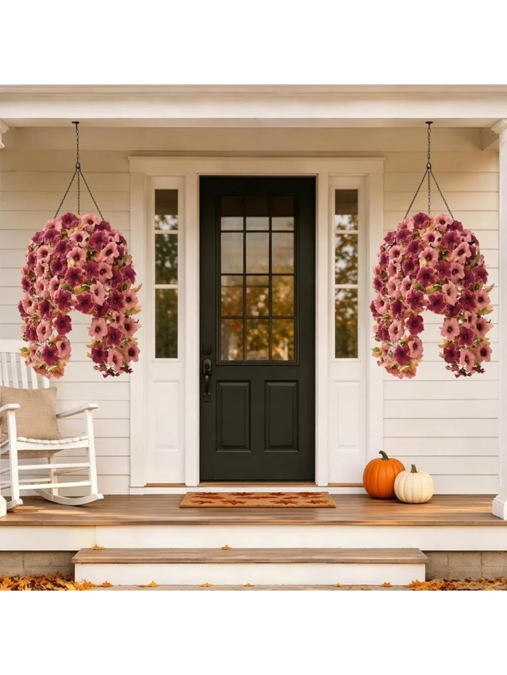 8 Pcs UV Resistant Artificial Mums for Outdoors - Mixed Brown Floral Decor